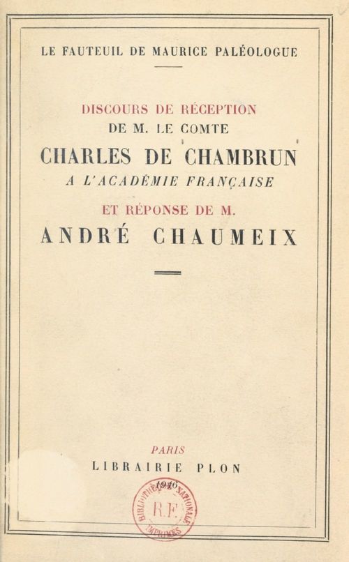 Couverture ebook de Le fauteuil de Maurice Paléologue, de André Chaumeix, Charles de Chambrun