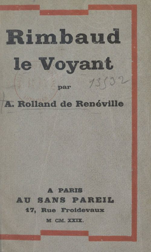 Couverture ebook de Rimbaud le voyant, de Andre Rolland De Reneville