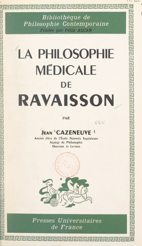 ebook cover of La philosophie médicale de Ravaisson, by Jean Cazeneuve