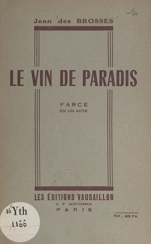 ebook cover of Le vin de paradis, by Jean Des Brosses