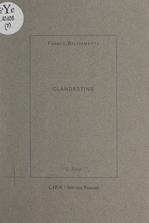 ebook cover of Clandestins, by Franco Beltrametti