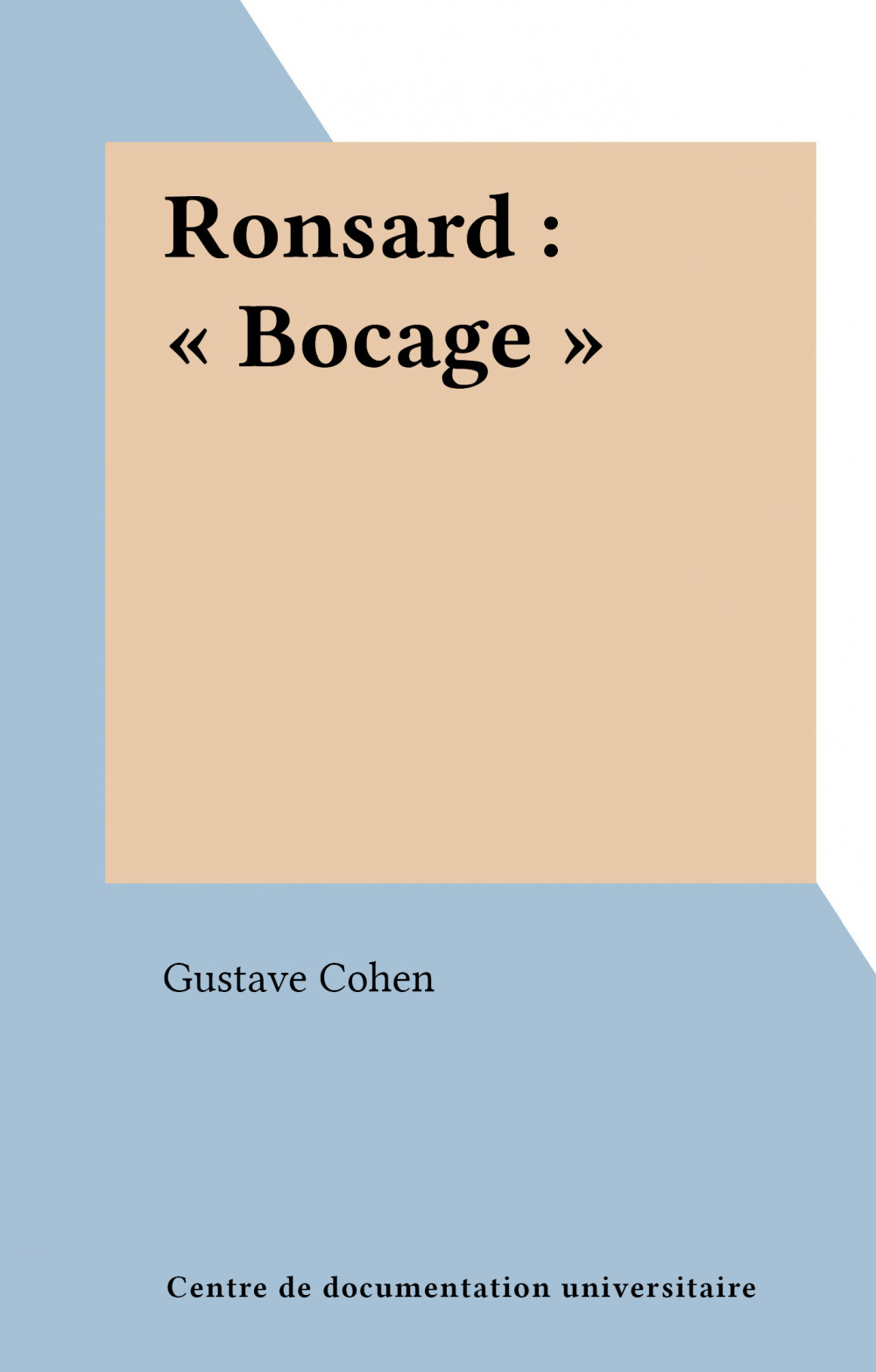 Couverture ebook de Ronsard : "Bocage", de Gustave Cohen