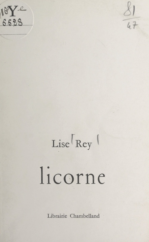 Couverture ebook de Licorne, de Lise Rey