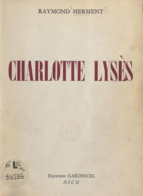 Couverture ebook de Charlotte Lysès, de Raymond Herment