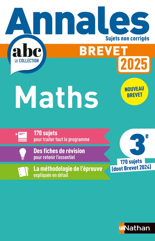 Couverture ebook de Annales Brevet Maths 2025 - NC, de Carole Feugère