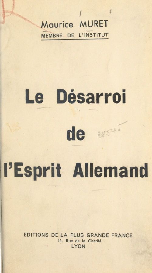 ebook cover of Le désarroi de l'esprit allemand, by Maurice Muret