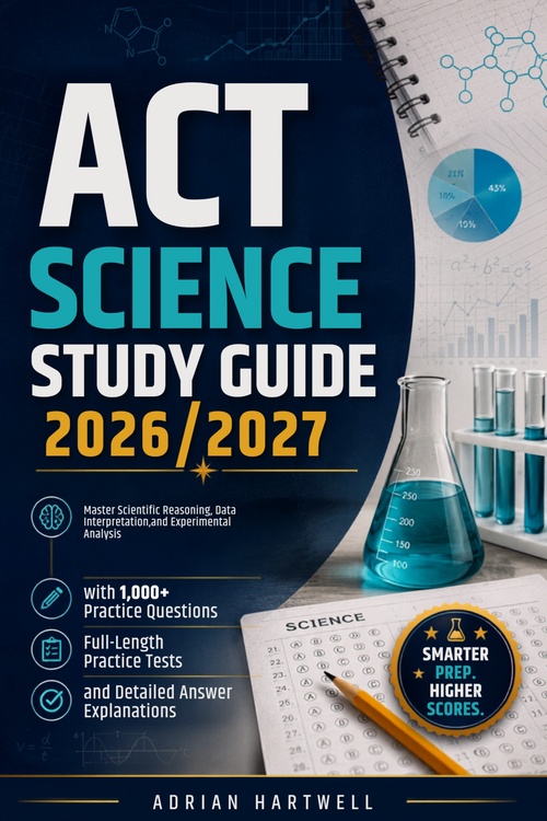 Couverture ebook de ACT SCIENCE STUDY GUIDE 2026/2027, de Adrian Hartwell