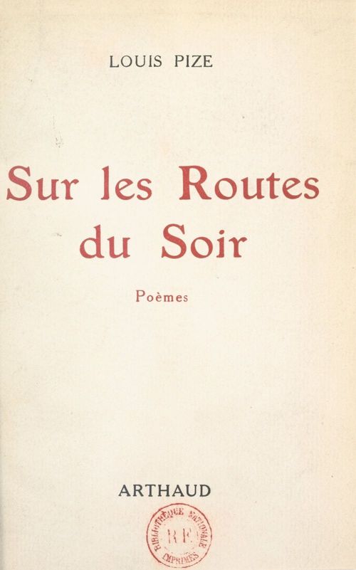 Couverture ebook de Sur les routes du soir, de Louis Pize
