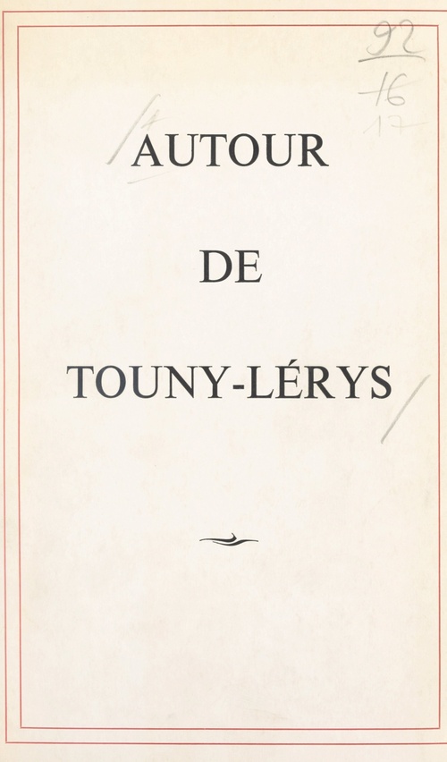 ebook cover of Autour de Touny-Lérys, by Touny-Lerys