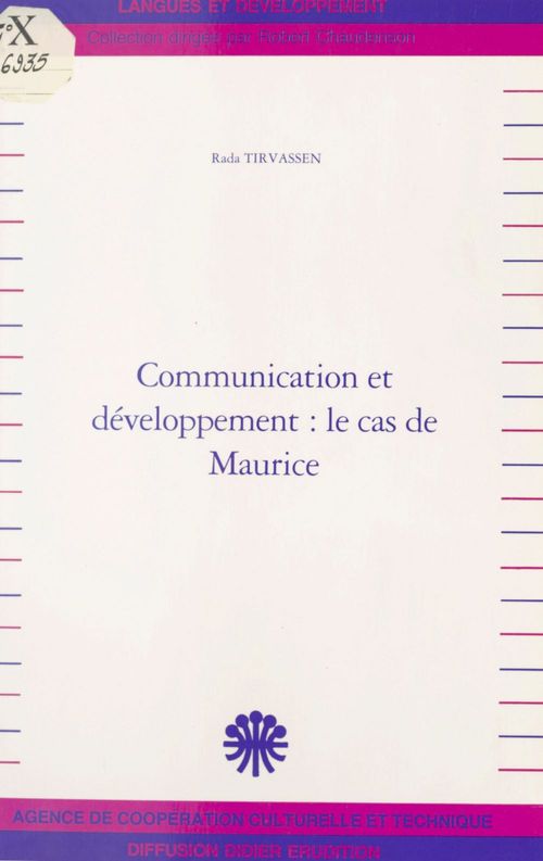 Couverture ebook de Communication et Développement : Le Cas de Maurice, de Rada Tirvassen