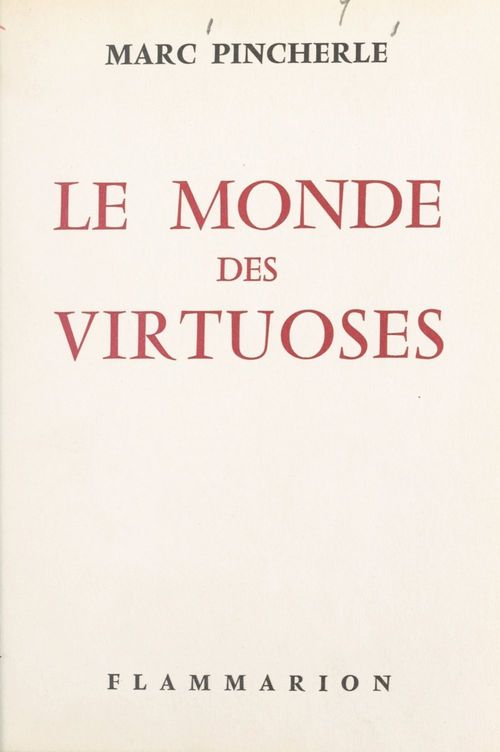 ebook cover of Le monde des virtuoses, by Marc Pincherle