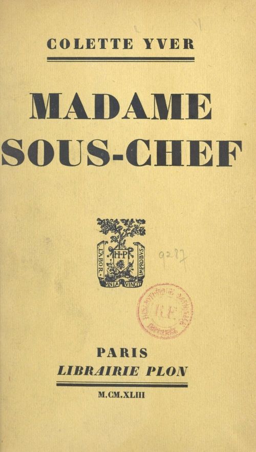 ebook cover of Madame sous-chef, by Colette Yver