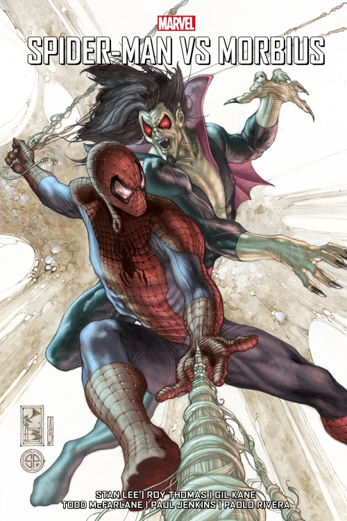 ebook cover of Spider-Man vs Morbius, by Stan Lee, Roy Thomas, Paul Jenkins, Todd McFarlane, Gil Kane