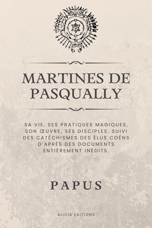 Couverture ebook de Martines de Pasqually, de Papus