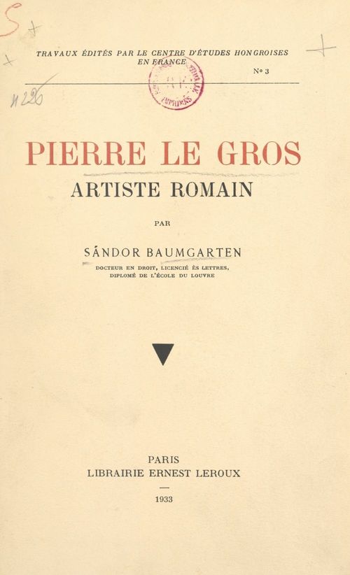 Couverture ebook de Pierre le Gros, artiste romain, de Sandor Baumgarten