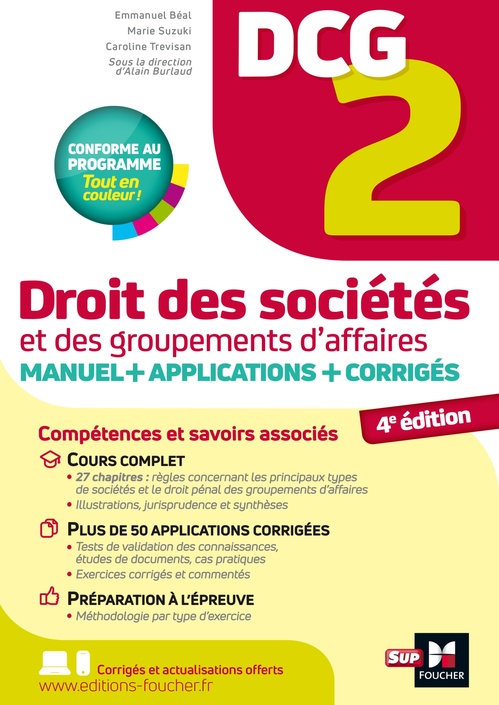Couverture ebook de DCG 2 - Droit des affaires - Manuel et applications 2025-2026, de Alain Burlaud, Marie Suzuki-Caumartin, Caroline Trevisan, Emmanuel Béal