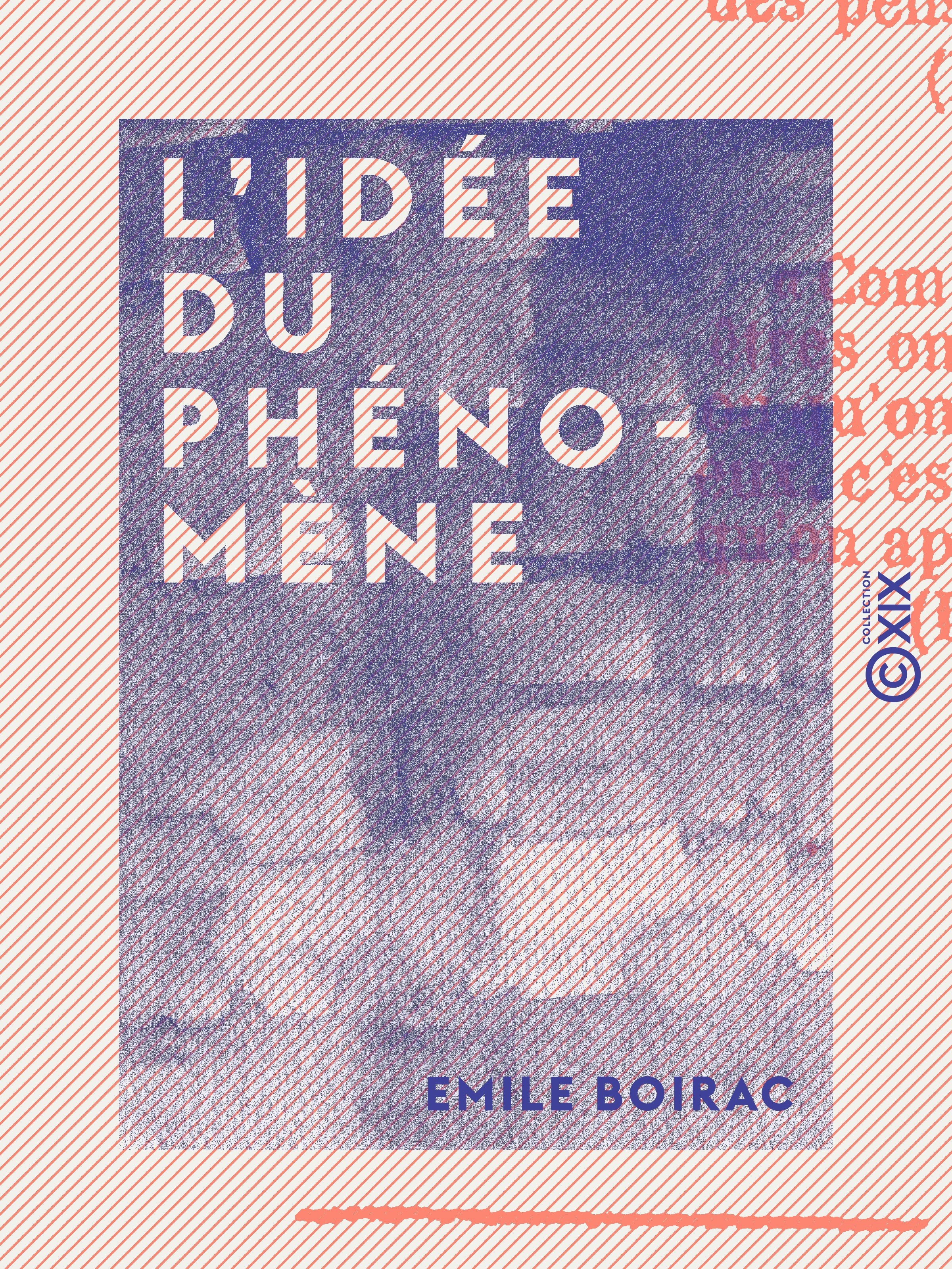 Couverture ebook de L'Idée du phénomène, de Emile Boirac