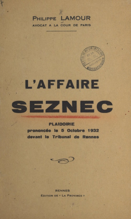 Couverture ebook de L'affaire Seznec, de Philippe Lamour