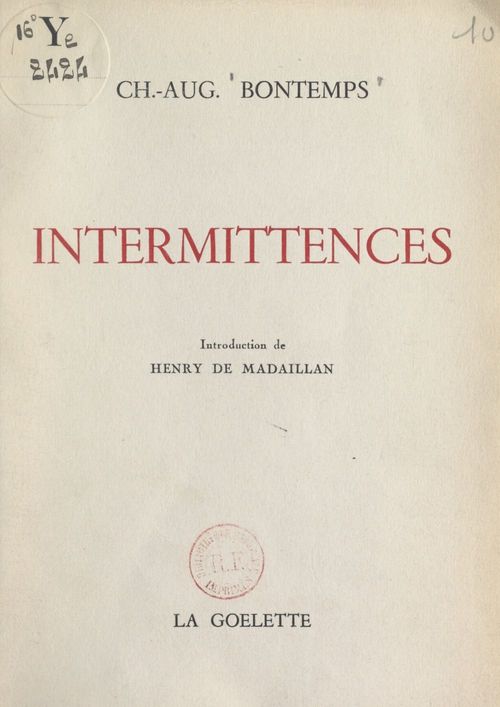ebook cover of Intermittences, by Charles-Auguste Bontemps