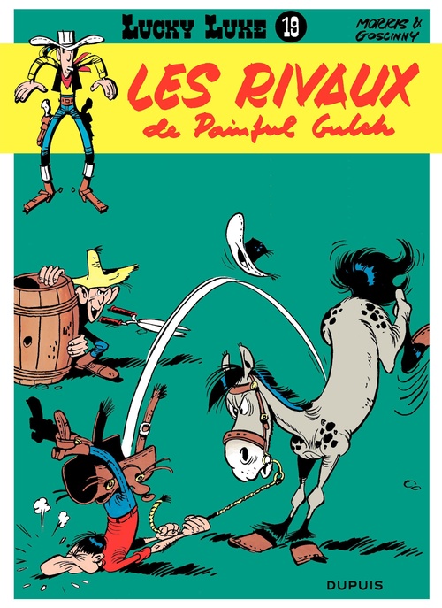 Couverture ebook de Lucky Luke - Tome 19 - Les rivaux de Painful Gulch, de Morris, René Goscinny
