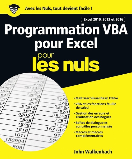 ebook cover of Programmation VBA pour Excel 2010, 2013 et 2016 Pour les Nuls, by John Walkenbach