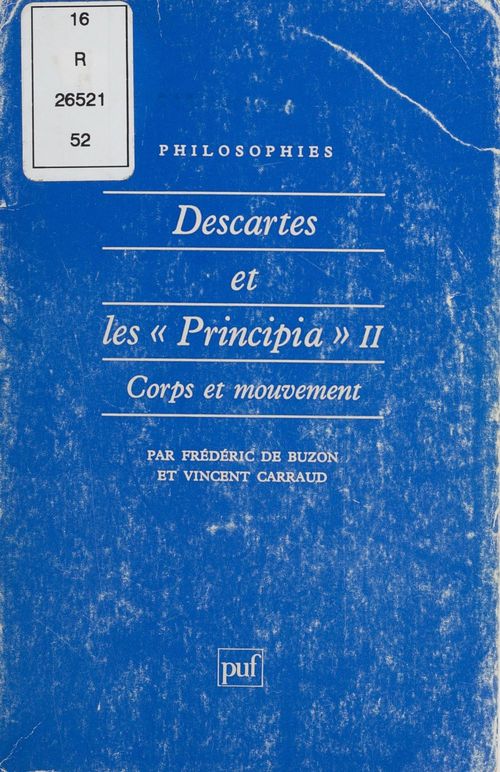 ebook cover of Descartes et les principia, by Vincent Carraud, Frédéric  de Buzon