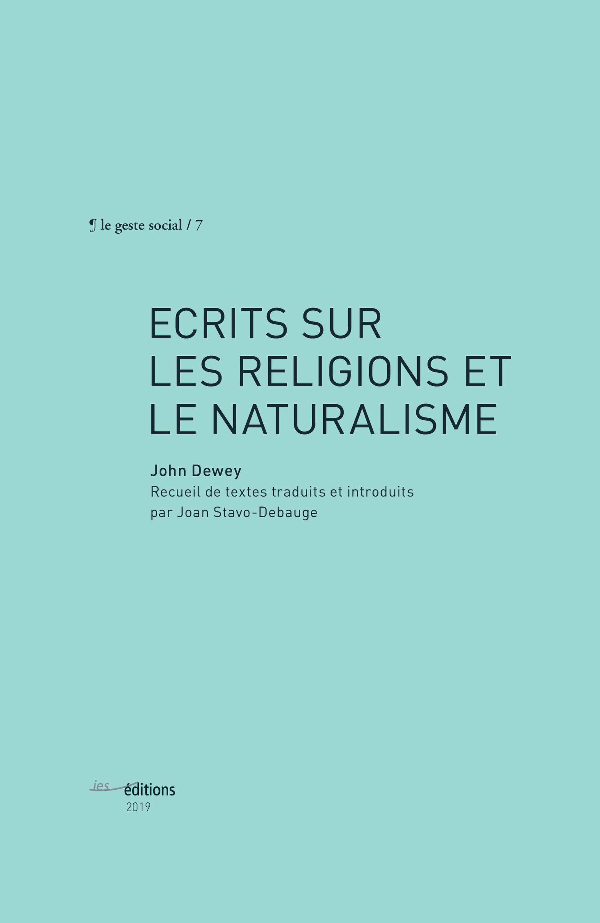 Couverture ebook de Écrits sur les religions et le naturalisme, de John Dewey