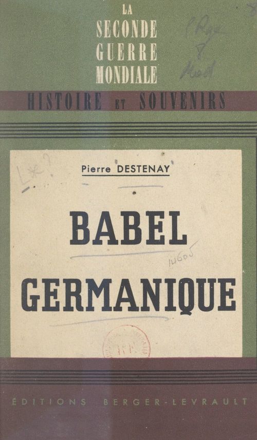ebook cover of Babel germanique, by Pierre Destenay