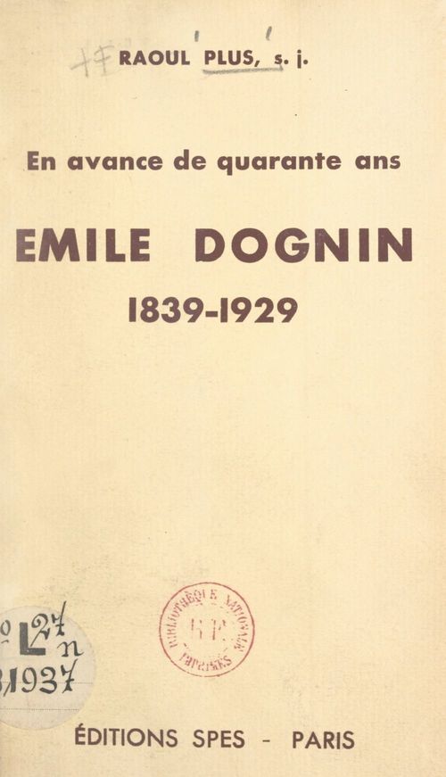 ebook cover of Émile Dognin, 1929-1938, by Raoul Plus