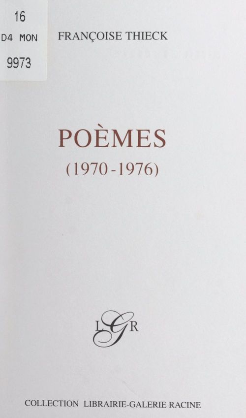 ebook cover of Poèmes (1970-1976), by Francoise Thieck