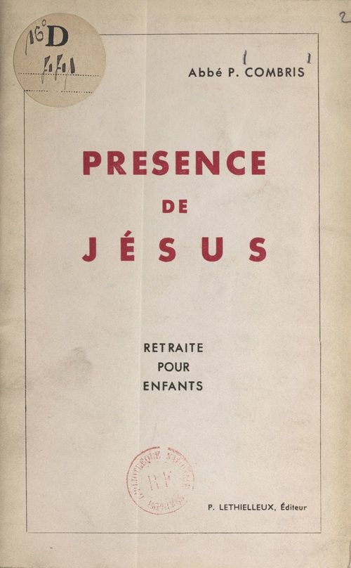 Couverture ebook de Présence de Jésus, de P. Combris