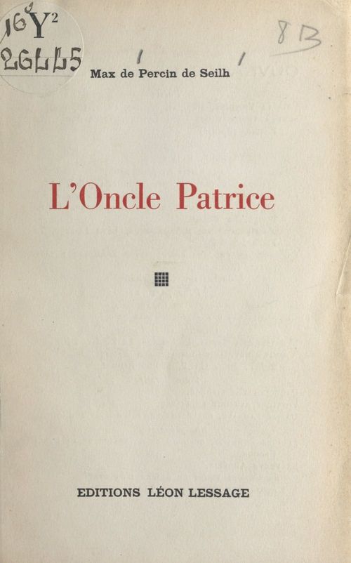 Couverture ebook de L'oncle Patrice, de Max De Persin De Seilh