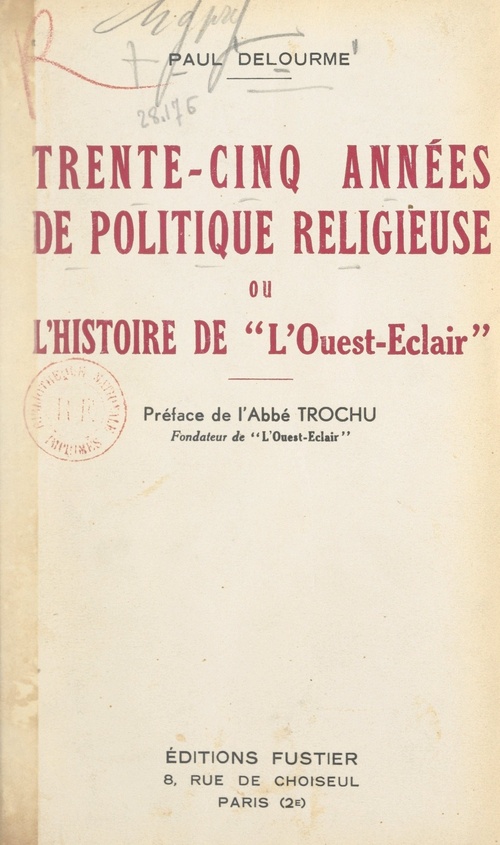 Couverture ebook de Trente-cinq années de politique religieuse, de Paul Delourme