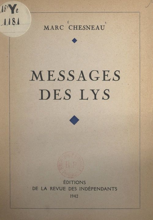 Couverture ebook de Messages des lys, de Marc Chesneau