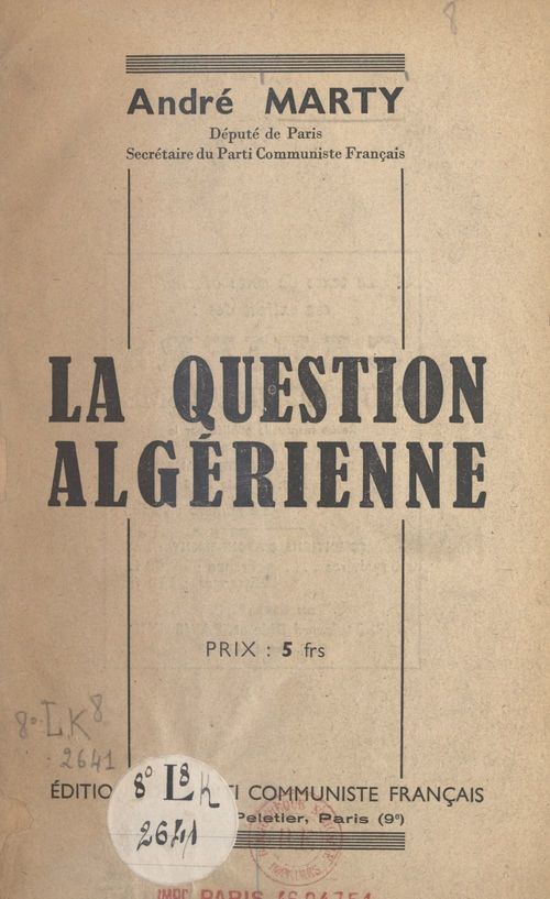 ebook cover of La question algérienne, by Andre Marty