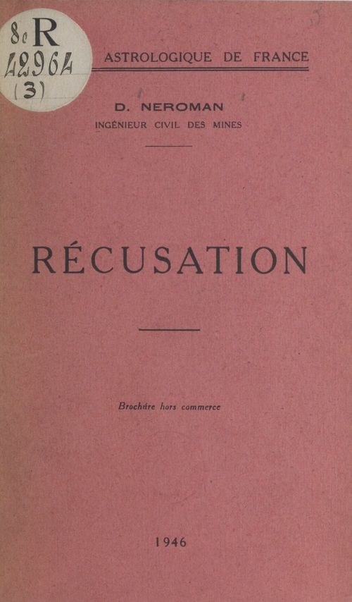 ebook cover of Récusation, by Dom Neroman