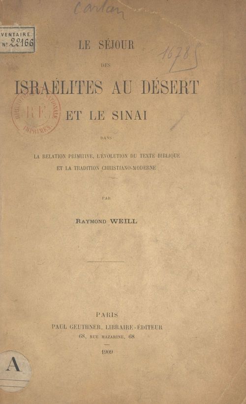 ebook cover of Le séjour des Israélites au désert et le Sinaï, by Raymond Weill