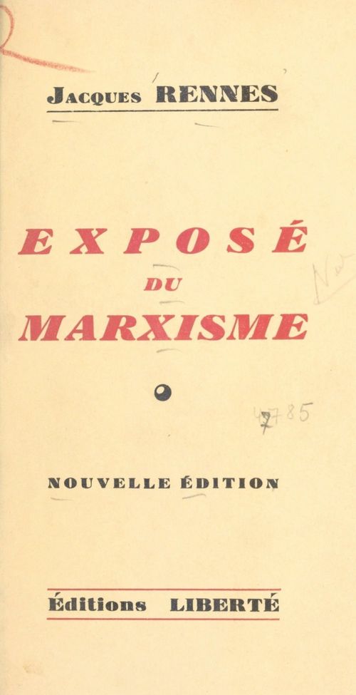 Couverture ebook de Exposé du marxisme, de Jacques Rennes