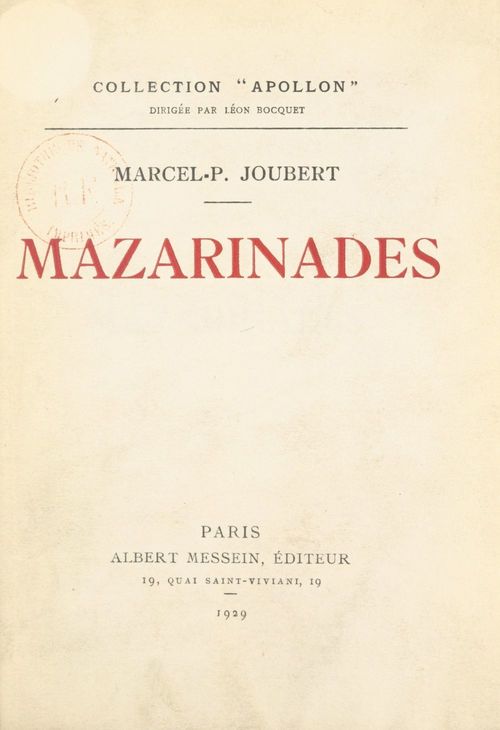 ebook cover of Mazarinades, by Marcel-P. Joubert