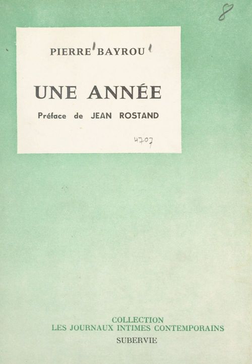 ebook cover of Une année, by Pierre Bayrou