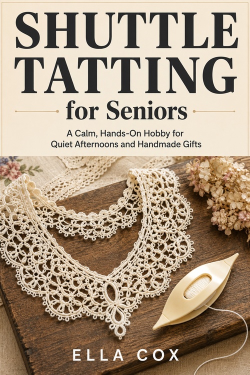 Couverture ebook de Shuttle Tatting For Seniors, de Ella Cox