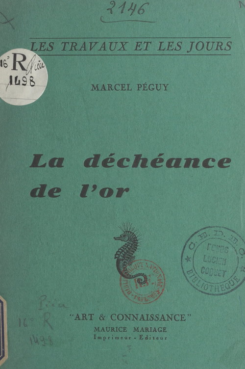 Couverture ebook de La déchéance de l'or, de Marcel Peguy