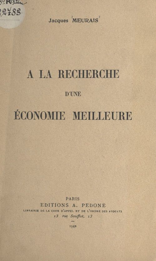 ebook cover of À la recherche d'une économie meilleure, by Jacques Meurais