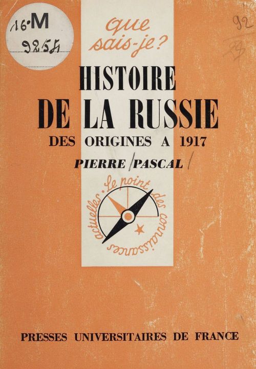 Couverture ebook de Histoire de la Russie, de Pierre Pascal