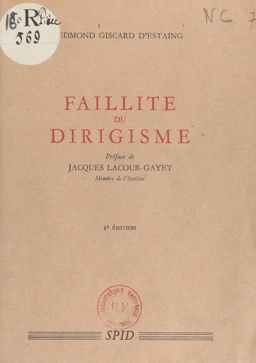 Couverture ebook de Faillite du dirigisme, de Edmond Giscard D'Estaing