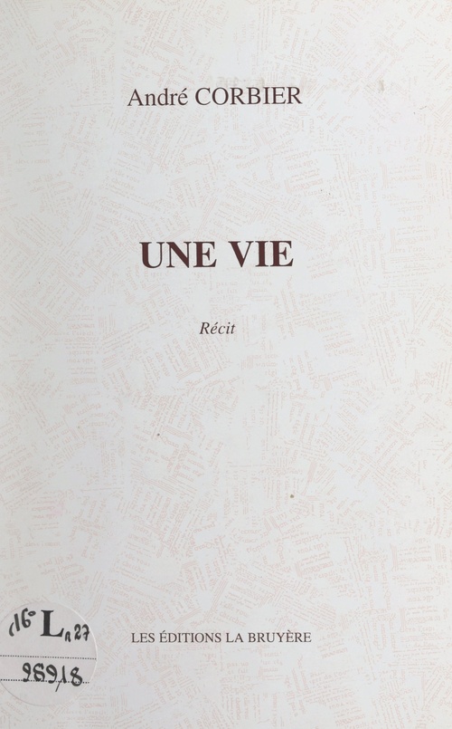 Couverture ebook de Une vie, de Andre Corbier