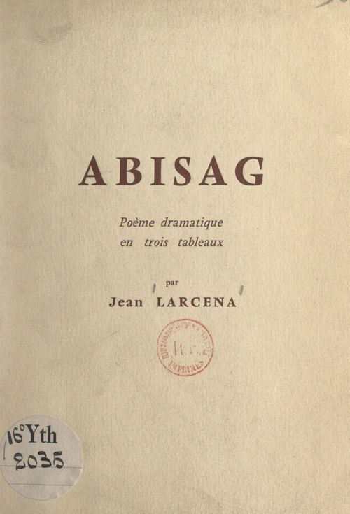 ebook cover of Abisag, by Jean Larcena