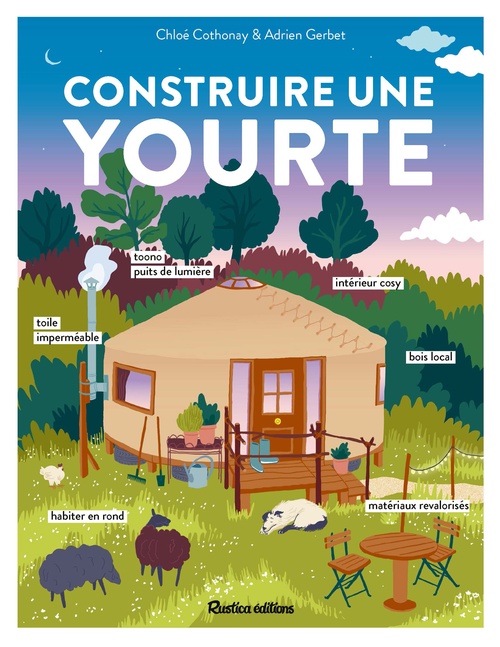 Couverture ebook de Construire une yourte, de Chloe Cothonay, Adrien Gerbet