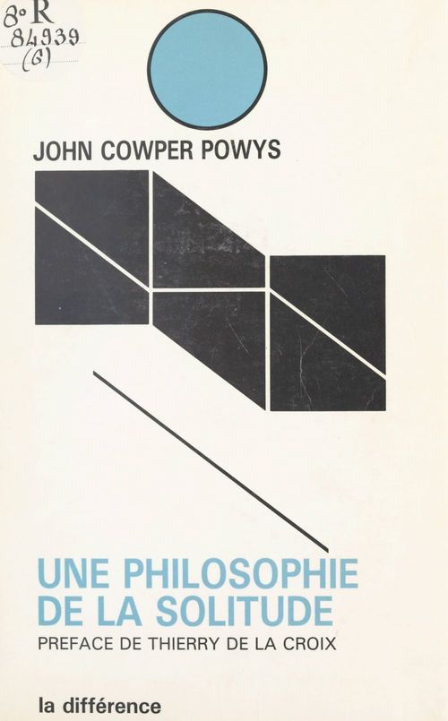 ebook cover of Une philosophie de la solitude, by John Cowper Powys