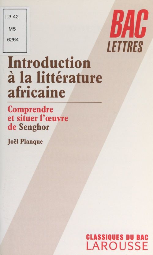 ebook cover of Introduction à la littérature africaine, by Joël Planque